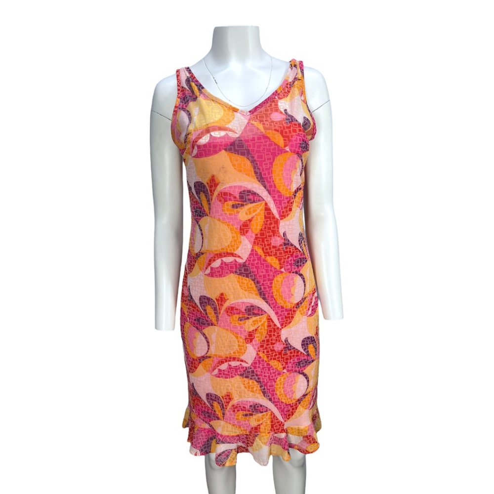 VTG 90's/Y2K SILVERGATE Multi Color Mod Sleeveless Lined Dress